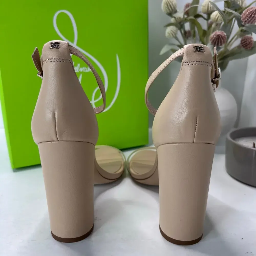 Sam Edelman Yaro Ankle Strap Block Heel Sandal Almond Women's 9.5M Tried On - Picture 3 of 10